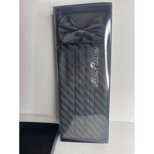 Alan‎ Flusser Bow Tie & Cumberland Set Black Silk NEW